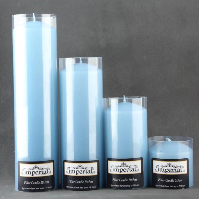 شمع استوانه ای آبی آسمانی ایمپریال
