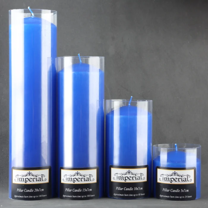 شمع استوانه ای ساده 4 آبی کاربنی ایمپریال