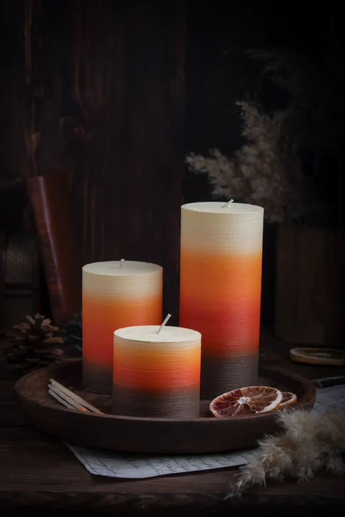 شمع استوانه ای متالیک 3 رنگ غروب ایمپریال