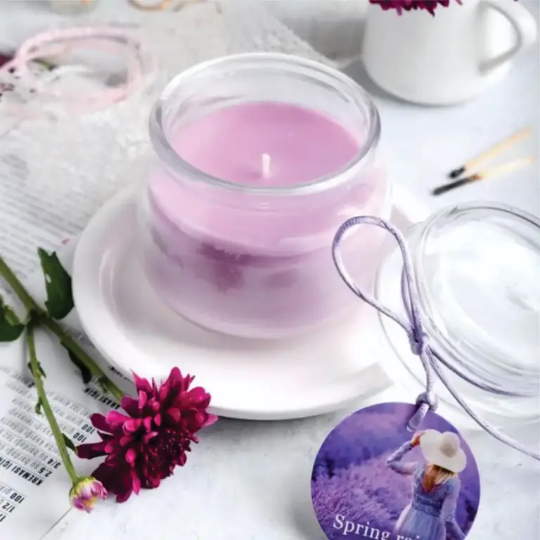 خرید شمع جار عطری سایز کوچک با رایحه ی لوندر یا اسطوخدوس از برند شمع ایمپریال