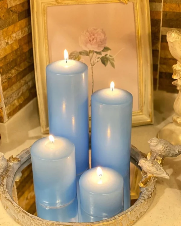 شمع استوانه ای ۴ سایز رنگ آبی آسمانی از برند شمع ایمپریال
